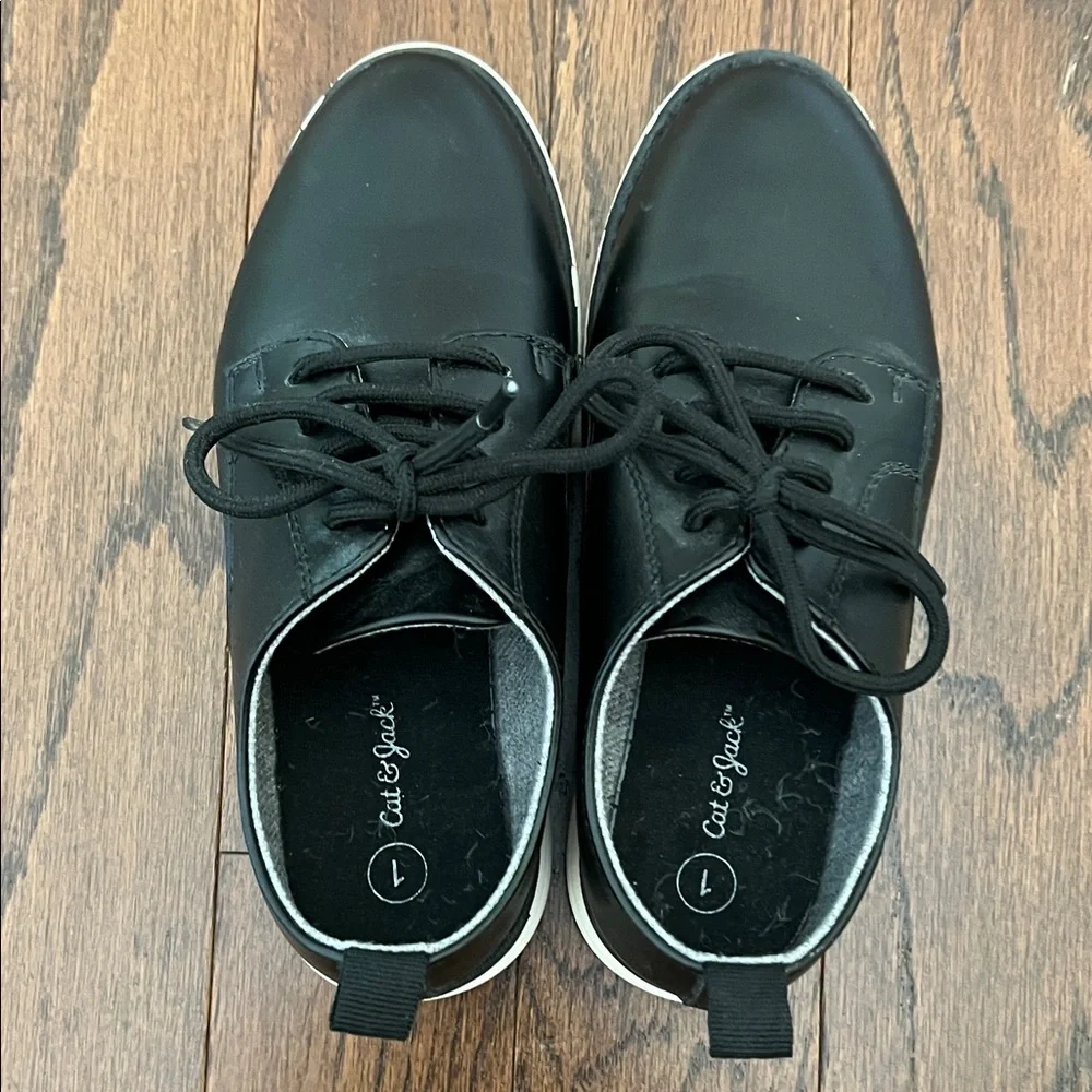 Cat & Jack Black Lace-Up Sneakers with White Sole Trim